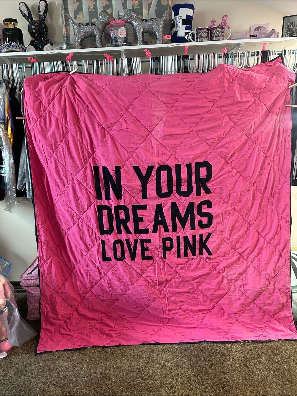 PINK Victoria's Secret Bledding with Black Lettering